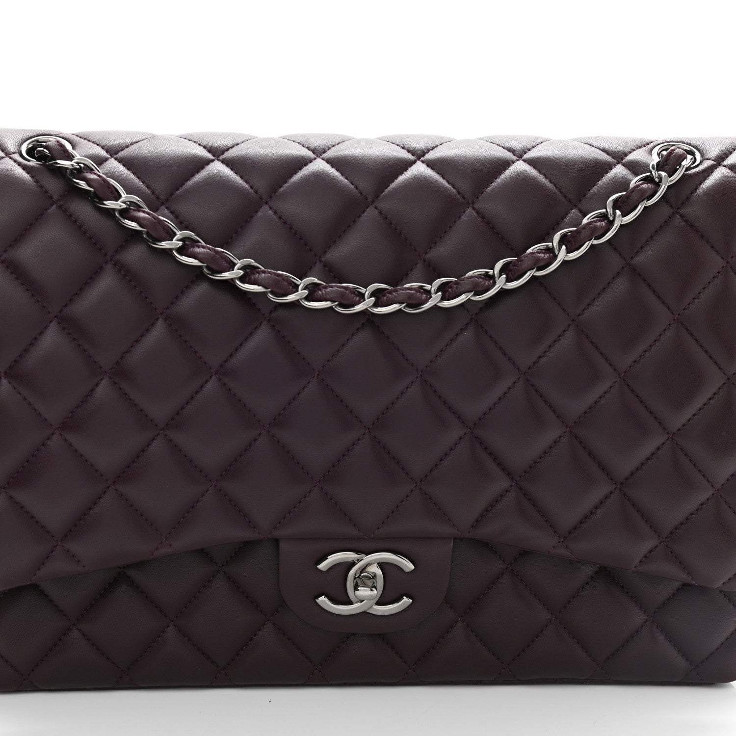Chanel Lambskin Quilted Maxi Double Flap Purple 6 of 10