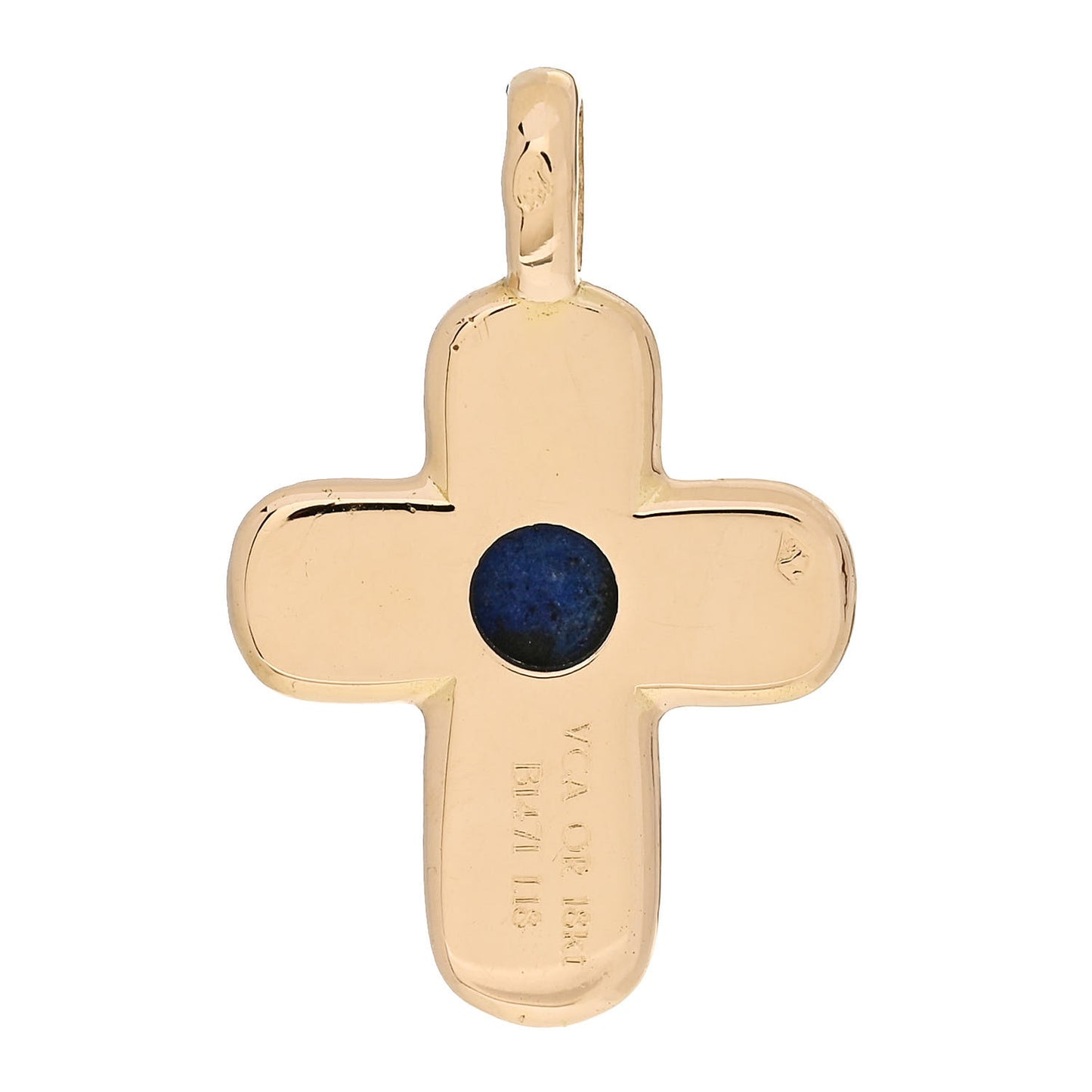18K Yellow Gold Lapis Lazuli Cross Pendant Necklace