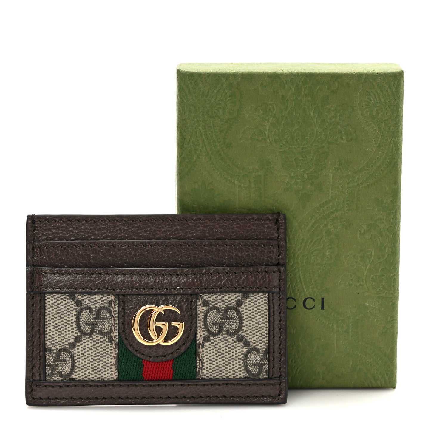 GG Supreme Monogram Ophidia Card Holder Brown