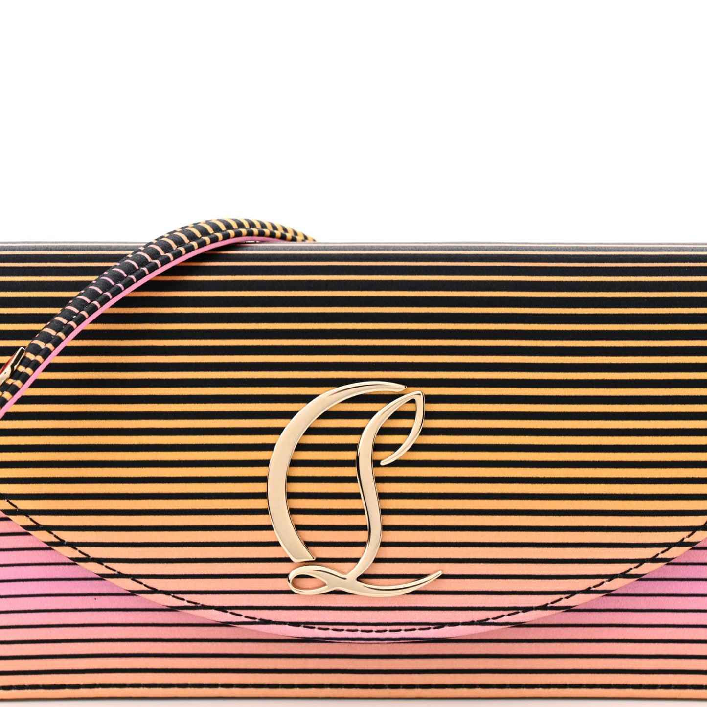 Metallic Nappa Laminated Loubi54 Crossbody Clutch Multicolor Gold