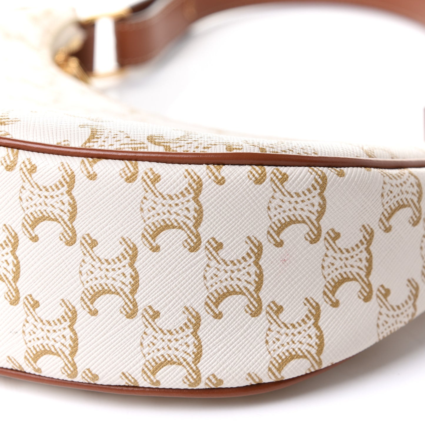 Canvas Calfskin Ava Triomphe Shoulder Bag White