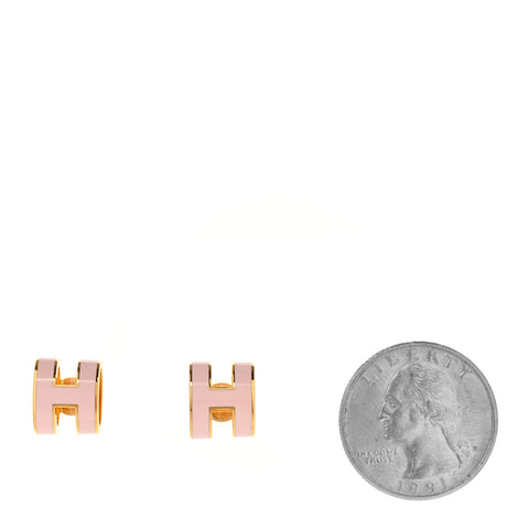 Gold Lacquered Mini Pop H Earrings Rose Dragee