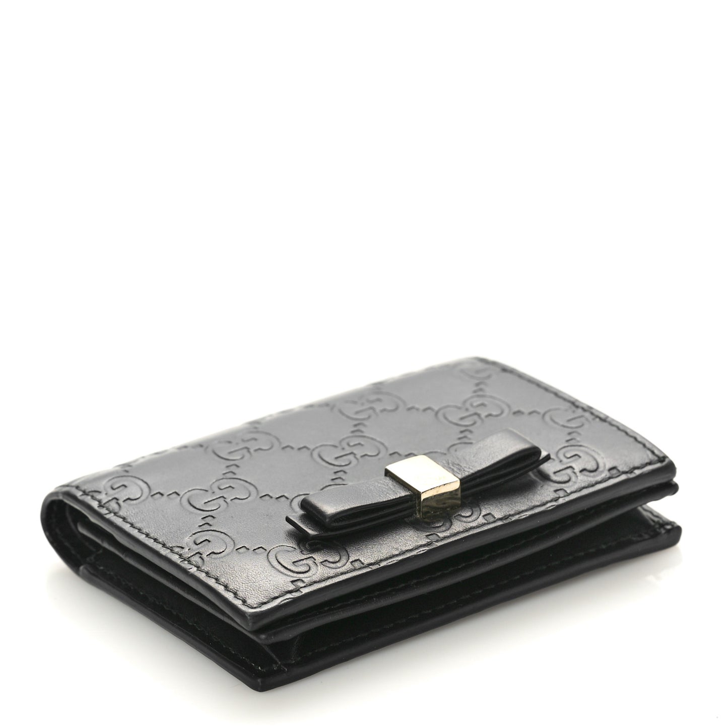 Guccissima Signature Bowy Card Case Wallet Black