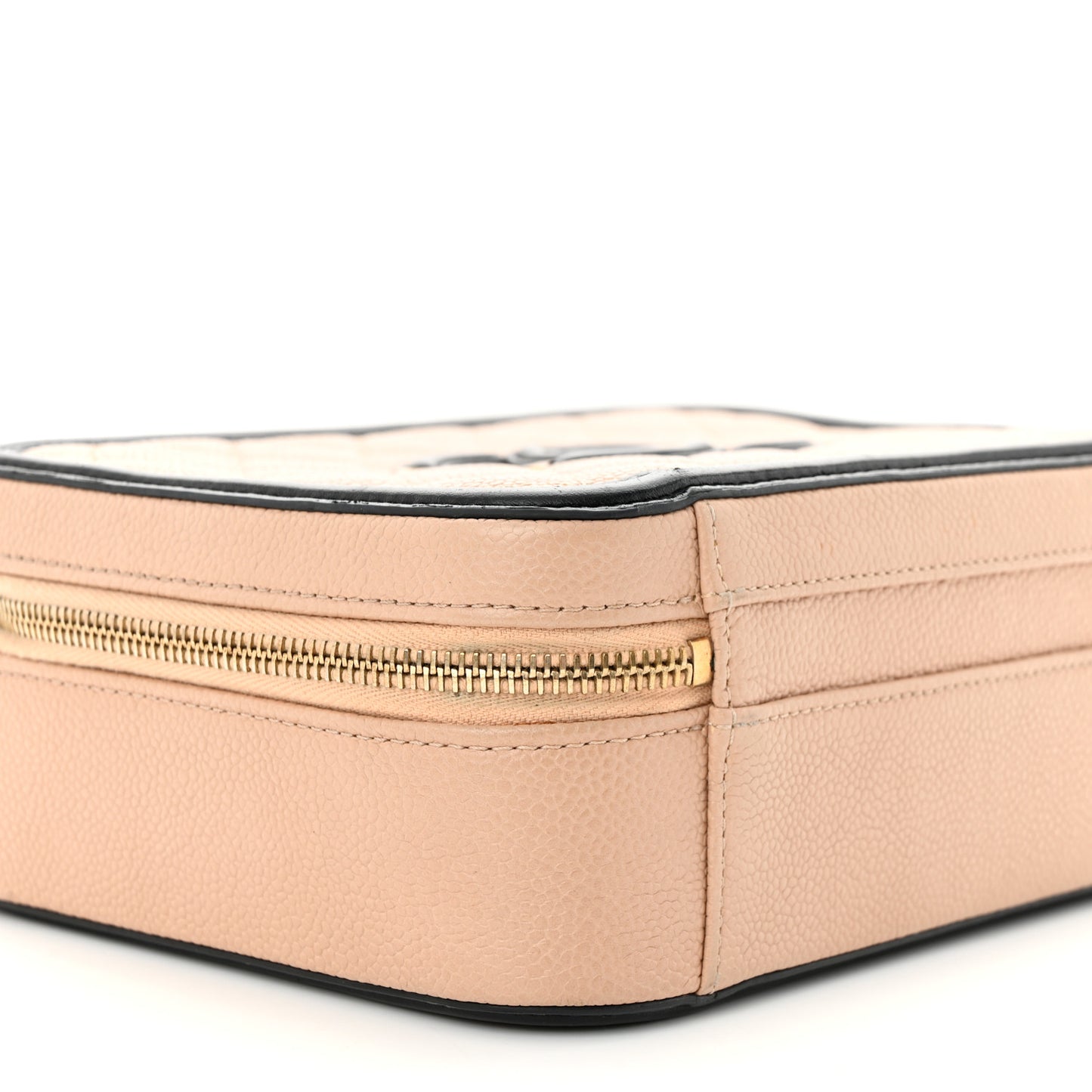 Caviar Quilted Medium CC Filigree Vanity Case Beige Black