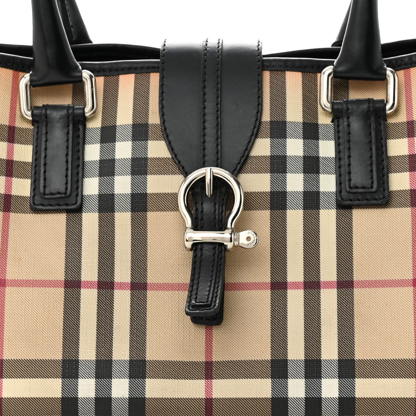 House Check Buckle Tote Black