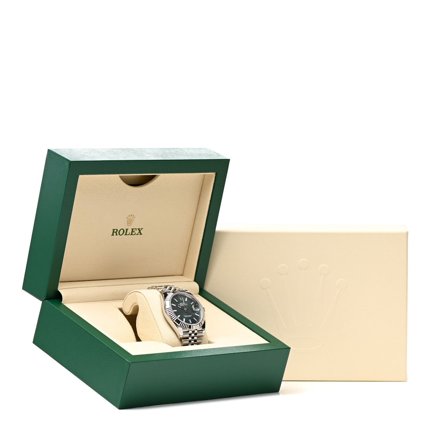 Rolex Stainless Steel 18K White Gold 41mm Oyster Perpetual Datejust Watch Mint Green Fluted 126334 5 of 5