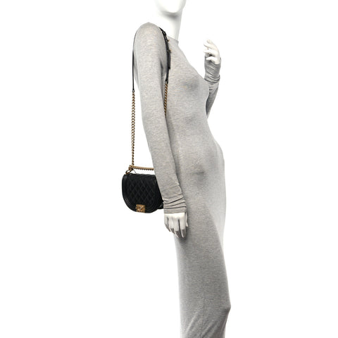 Caviar Quilted Small Boy Messenger Bag Black