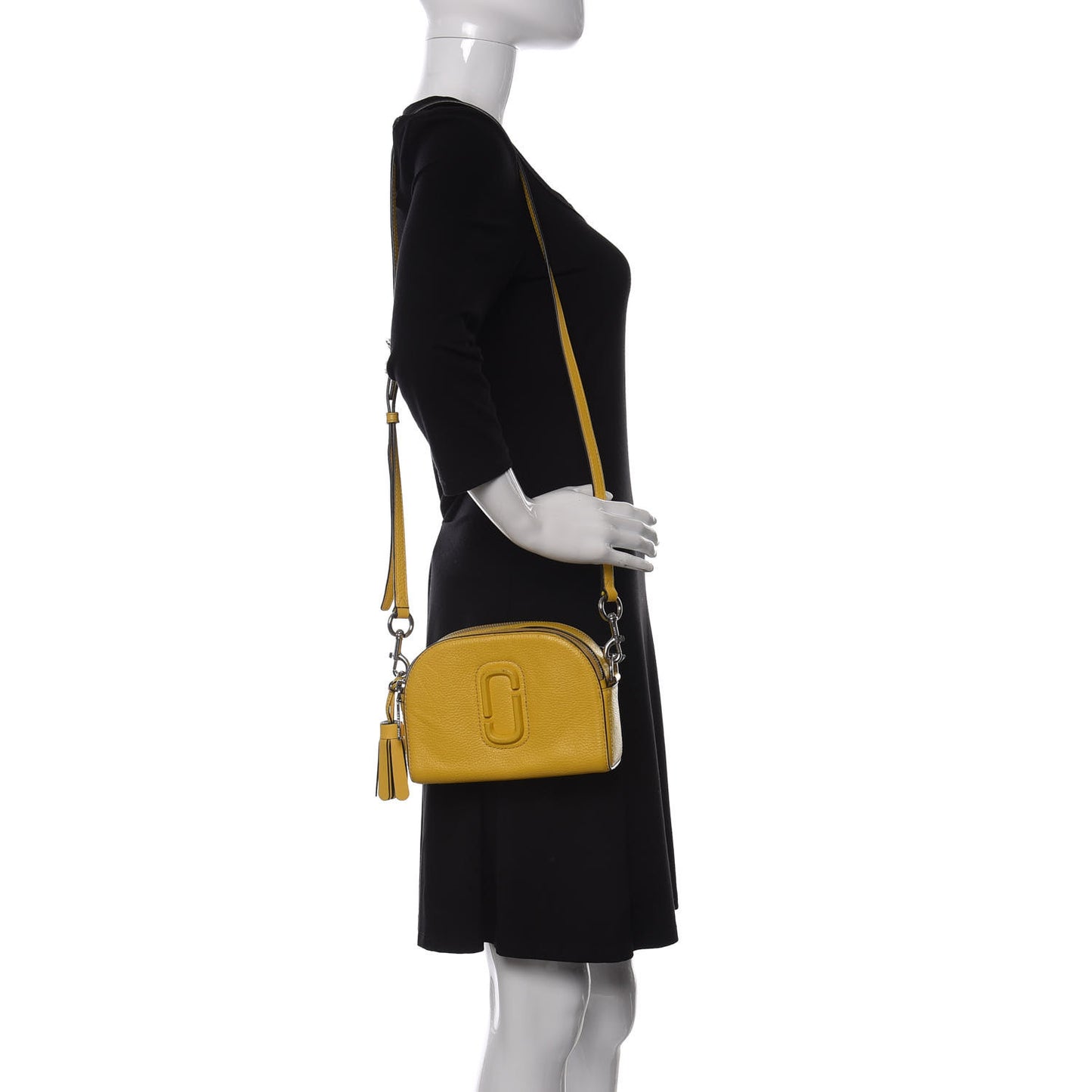 Calfskin Shutter Camera Crossbody Bag Sunshine Yellow