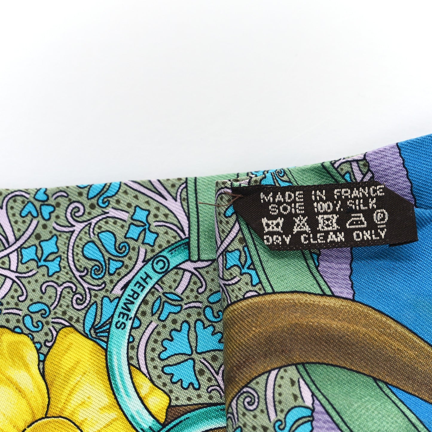 Silk Grand Manege Fleuri Twilly Cobalt Turquoise Jaune Vif