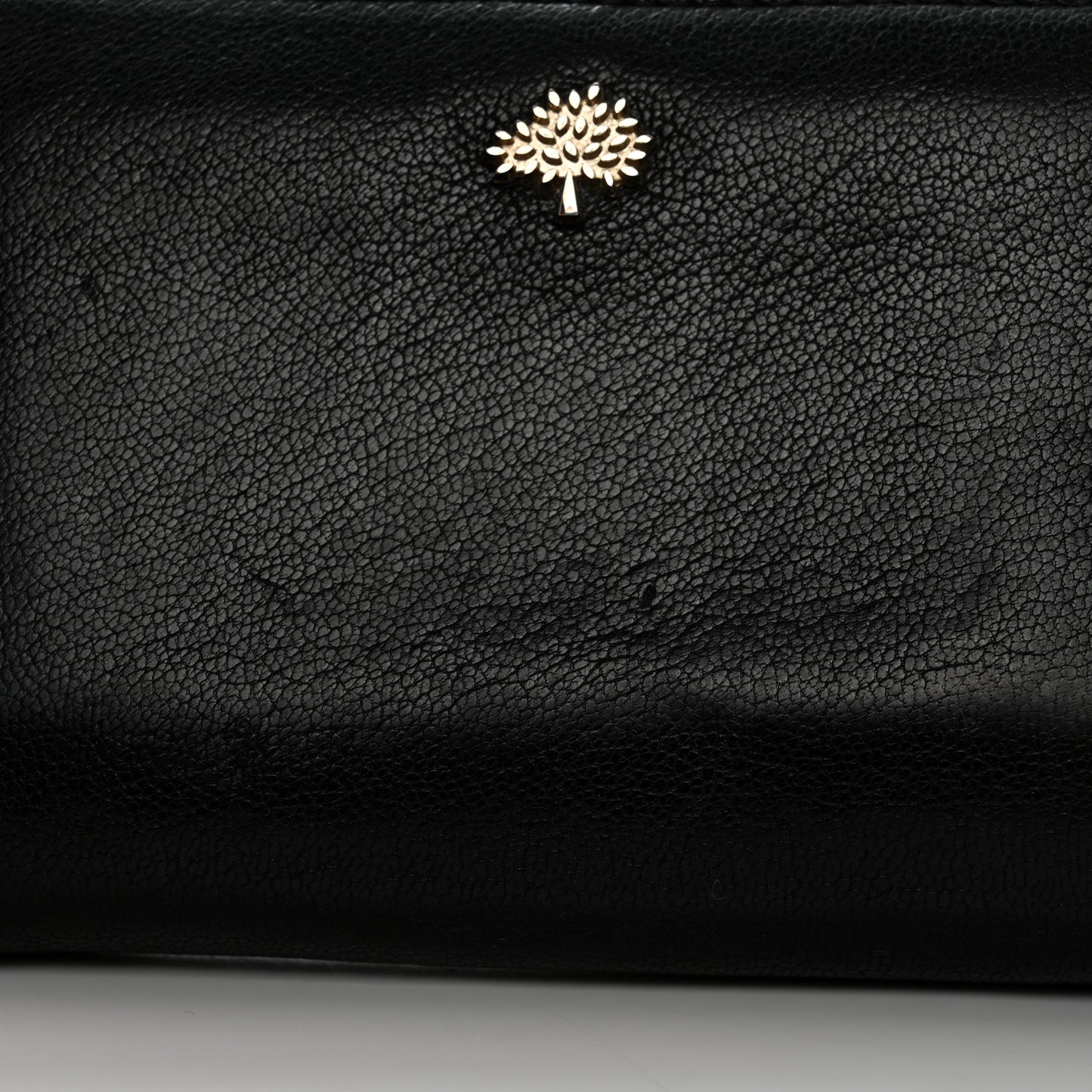 Shiny Goatskin Tree Zip Around Wallet Black