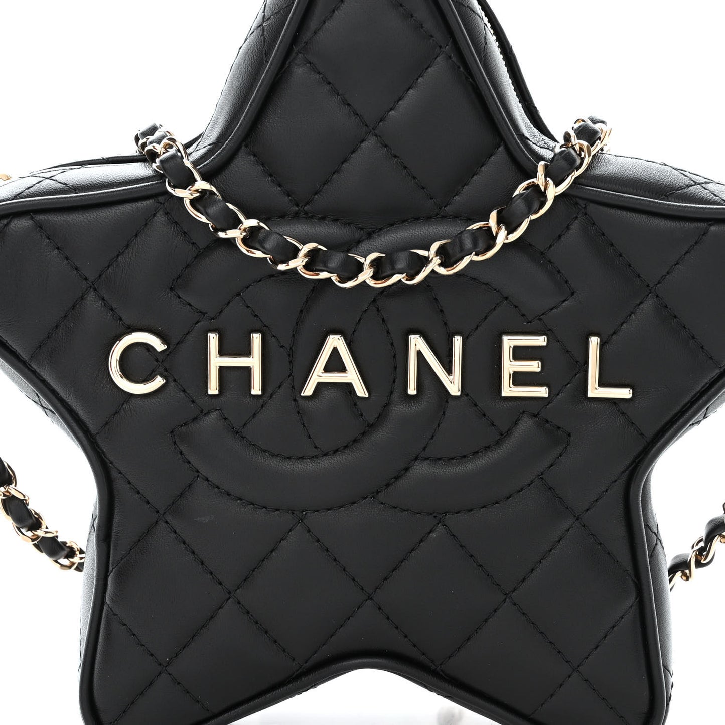 Lambskin Quilted Walk of Fame Star Bag Black