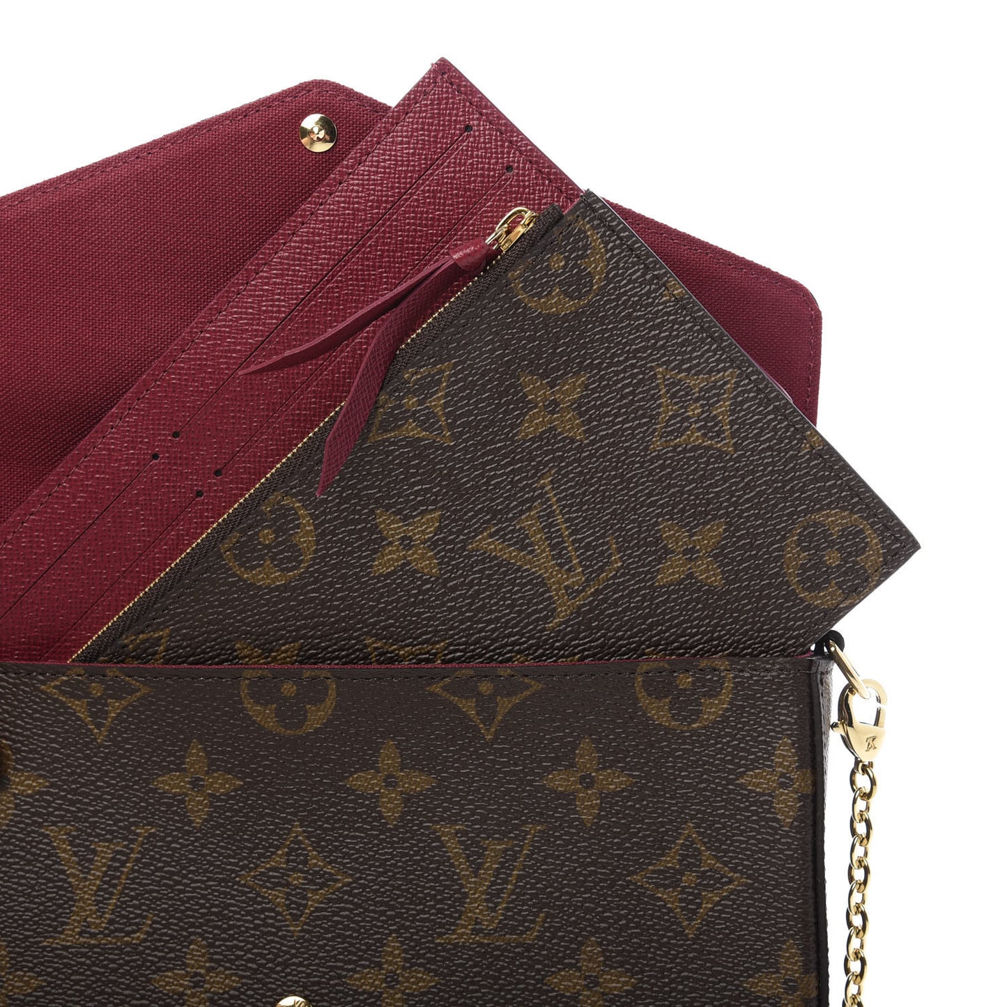 Monogram Pochette Felicie Chain Wallet Fuchsia