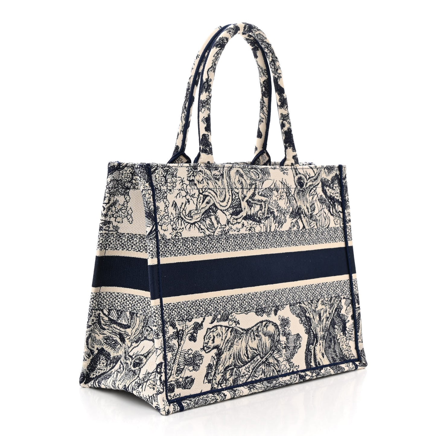 Canvas Embroidered Medium Dioriviera Toile De Jouy Book Tote Blue