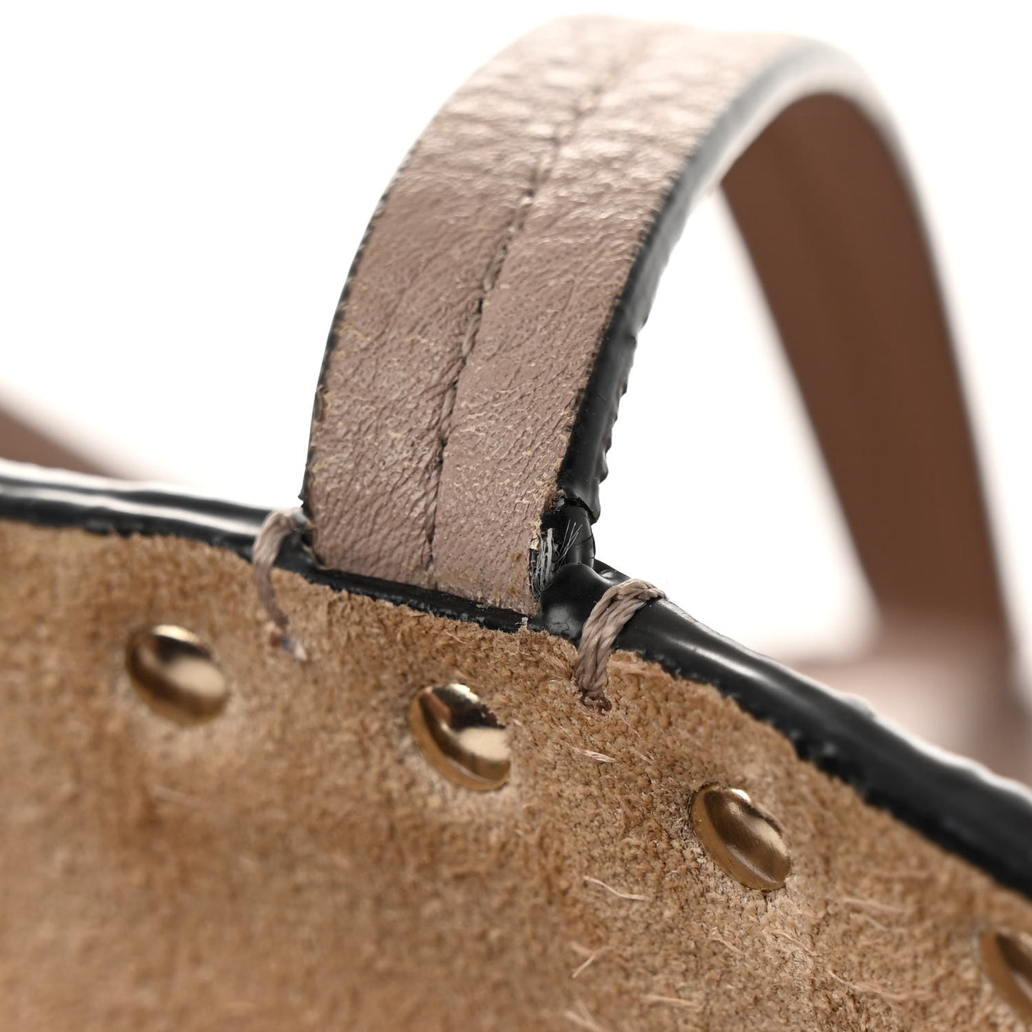 Grained Calfskin Rockstud Shoulder Tote Poudre
