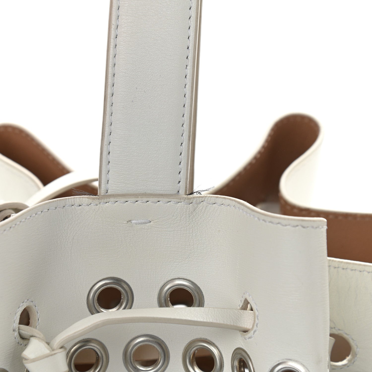 Alaia Calfskin Grommet Rose-Marie 28 Bag White 10 of 14