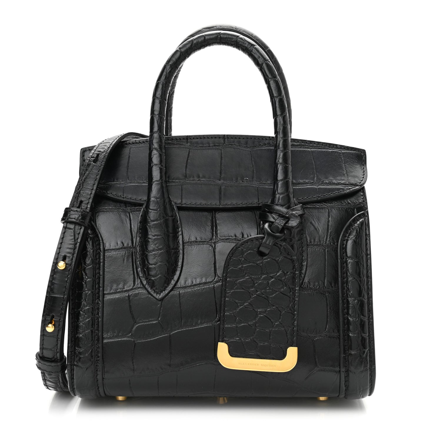 Calfskin Crocodile Embossed Mini Heroine 21 Black