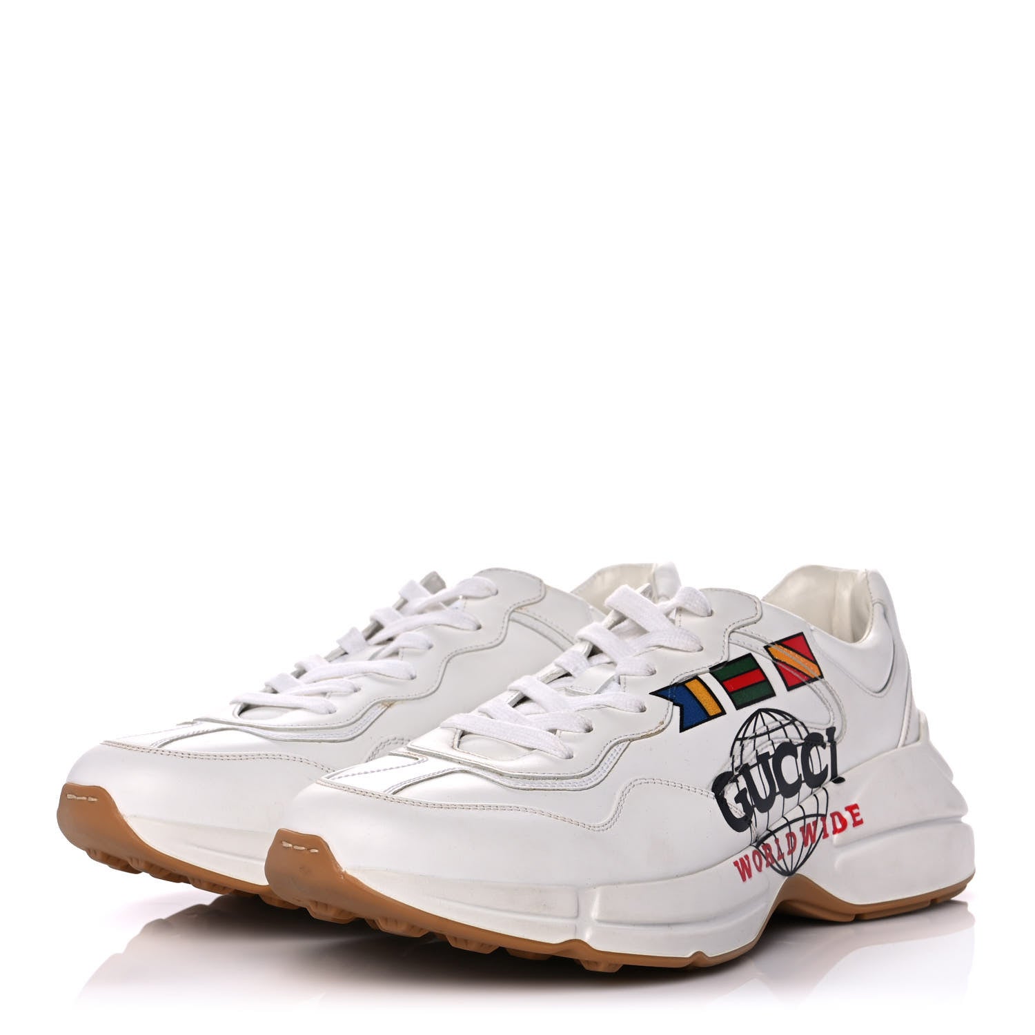 Gucci Calfskin Worldwide Mens Rhyton Sneakers 9 Great White 3 of 9