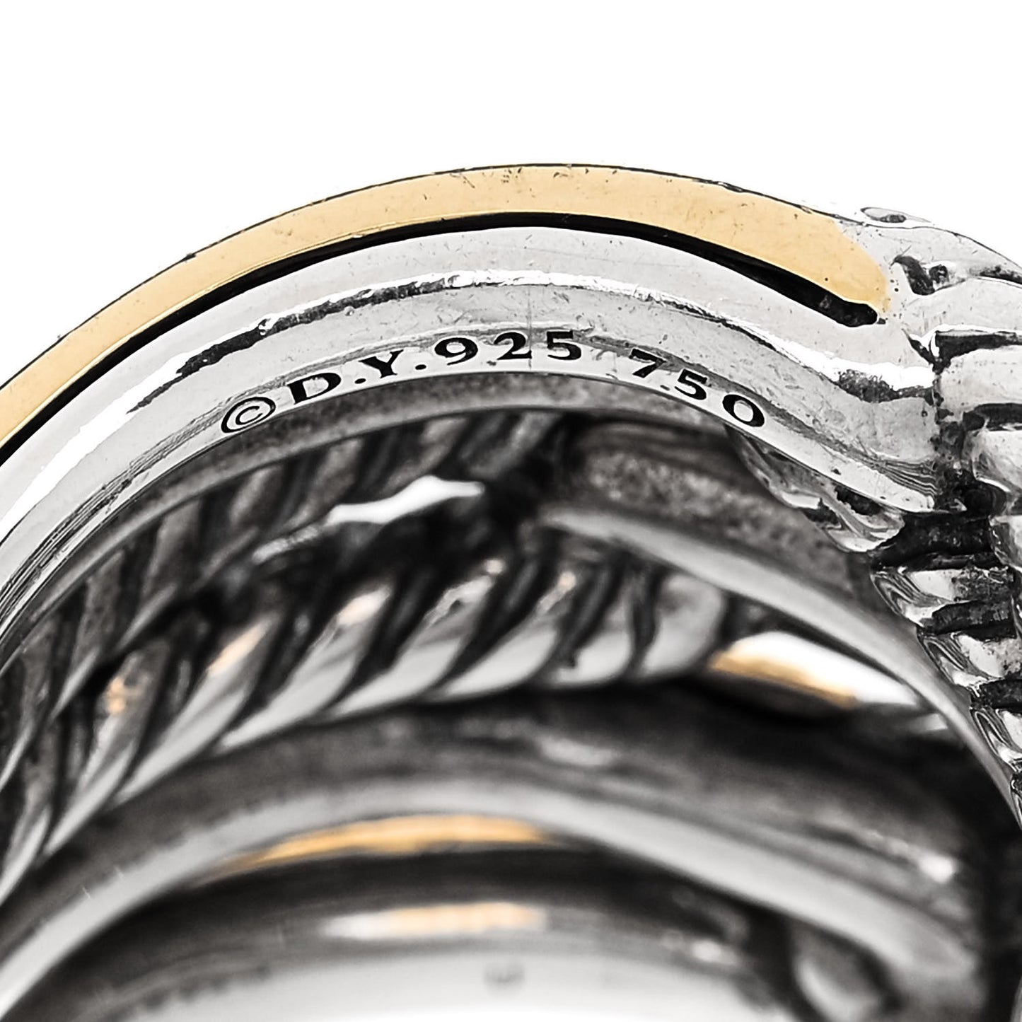 Sterling Silver Yellow Gold Triple Loop Labyrinth Ring 52 6