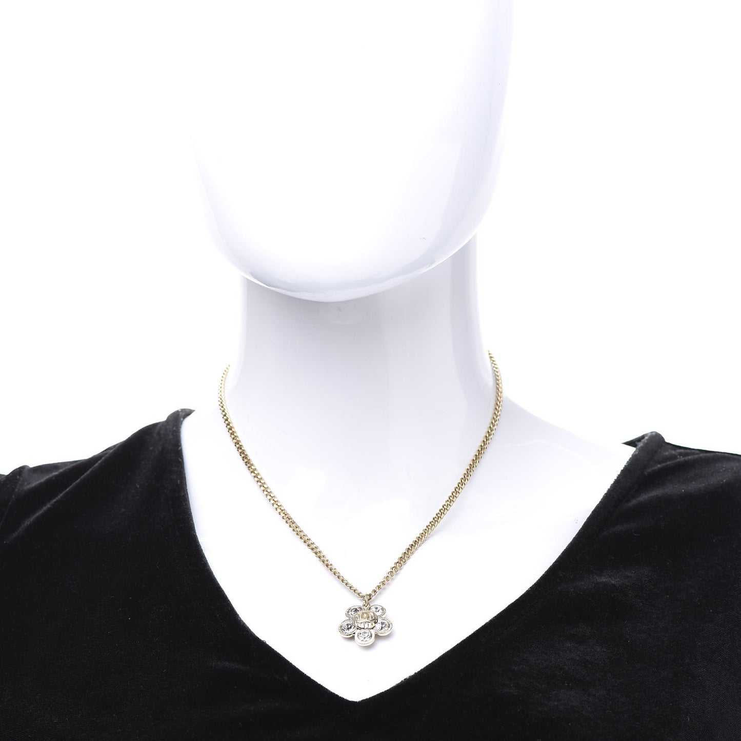 Crystal CC Flower Pendant Necklace Gold