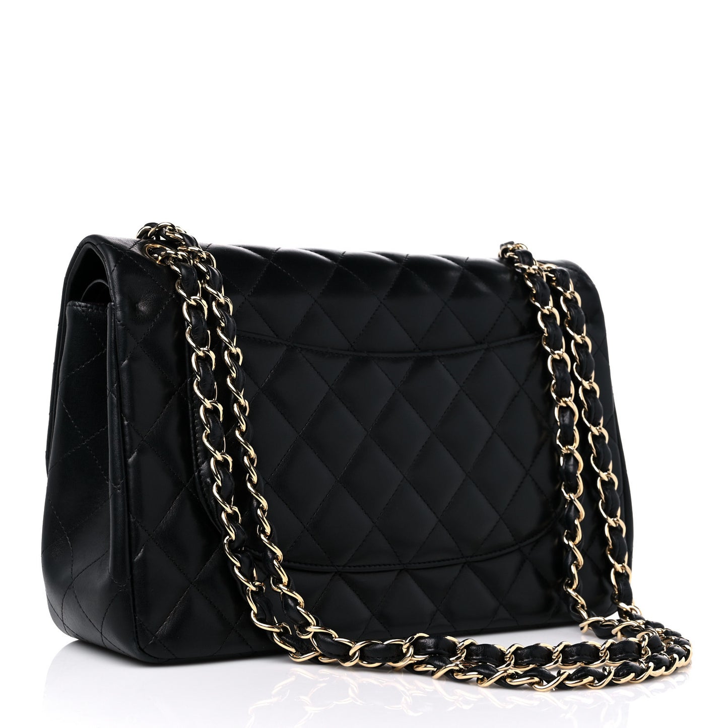 Lambskin Quilted Jumbo Double Flap Black