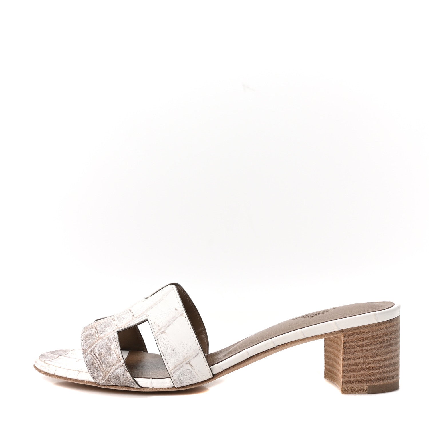 Hermes Matte Niloticus Crocodile Himalaya Oasis Sandals 37 White
