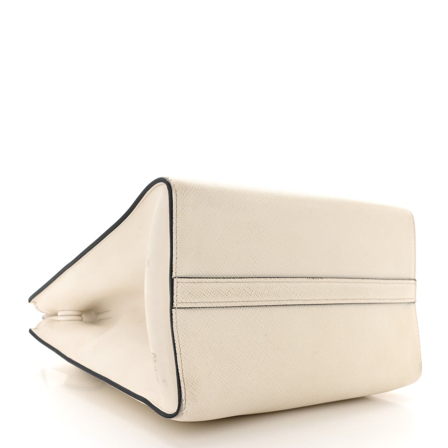 Saffiano Cuir Calfskin Small Monochrome Top Handle Tote White