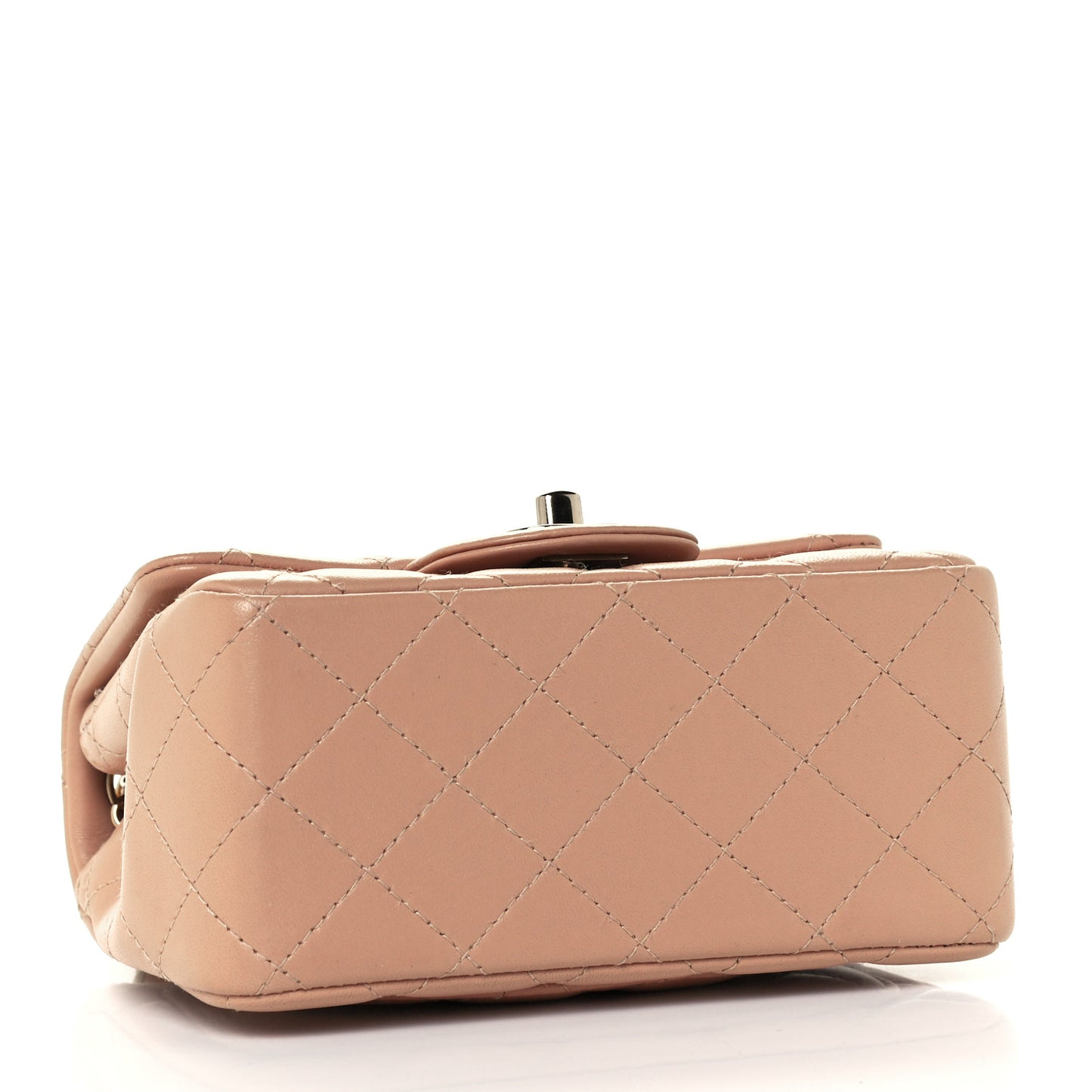 Lambskin Quilted Mini Square Flap Beige