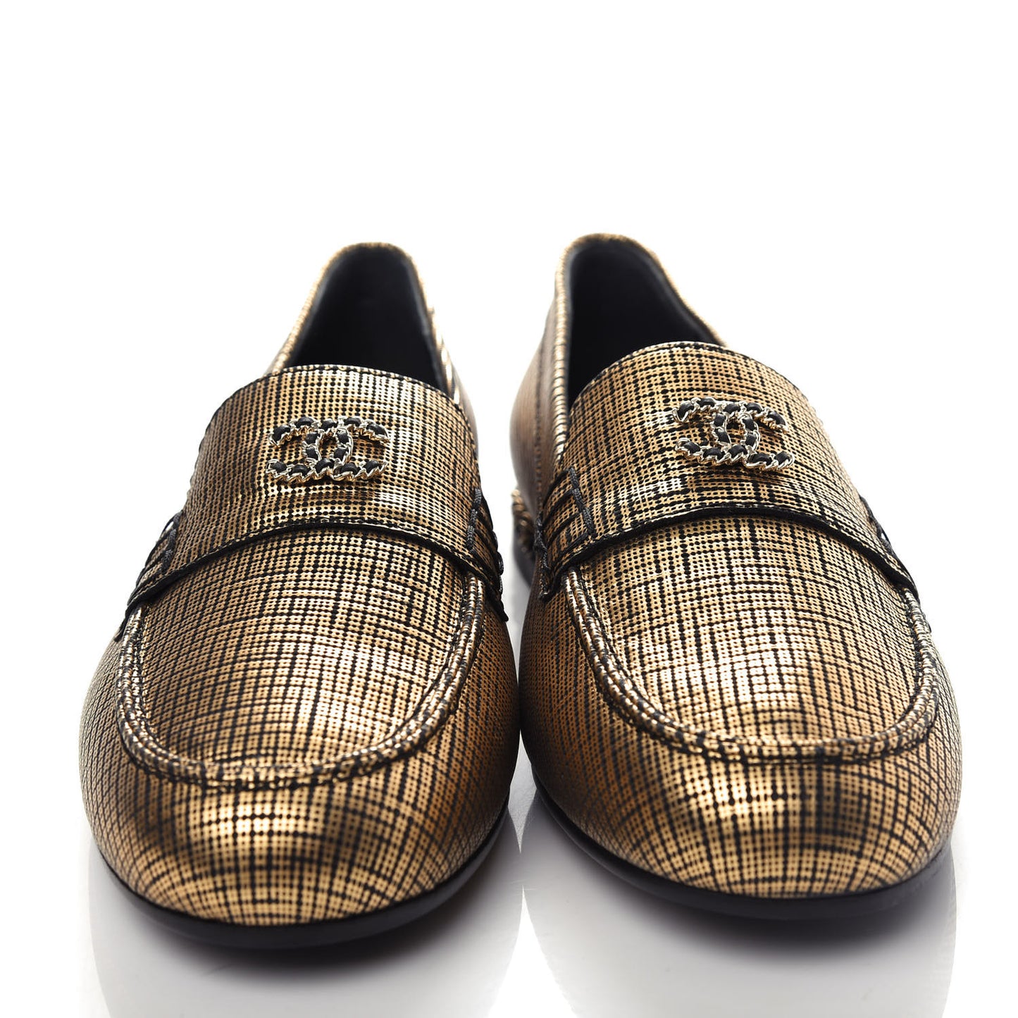 Fantasy Calfskin CC Chain Mocassin Loafers 37.5 Gold