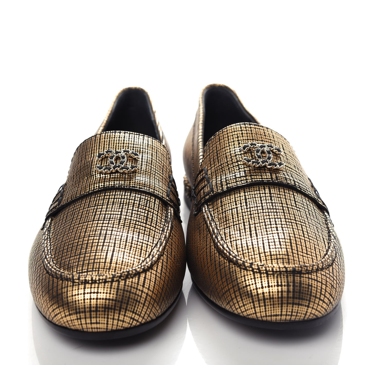Chanel Fantasy Calfskin CC Chain Mocassin Loafers 37.5 Gold 5 of 11