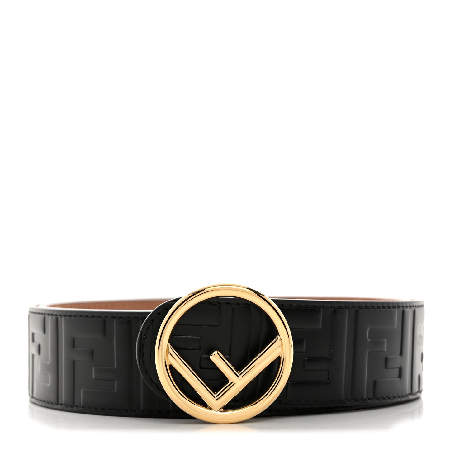 Calfskin F is Fendi FF 1974 Embossed Belt 90 36 Black