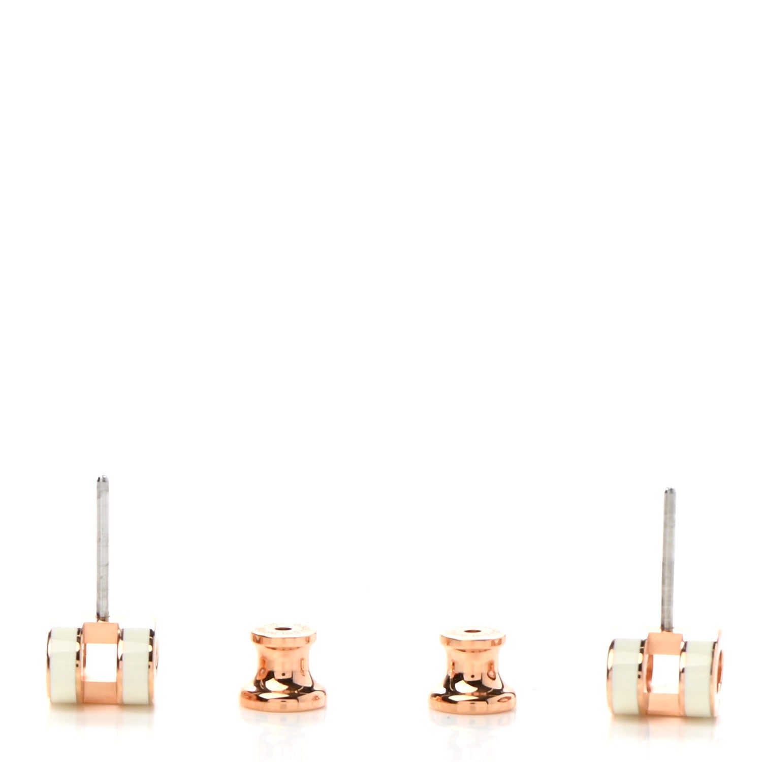 Hermes Rose Gold Lacquered Mini Pop H Earrings White 3 of 6