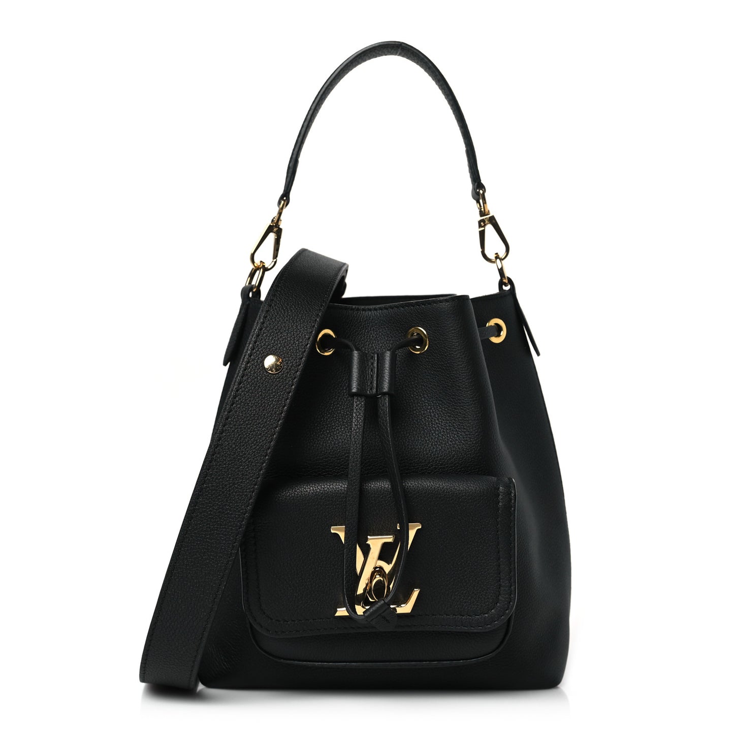 Calfskin Lockme Bucket MM Black