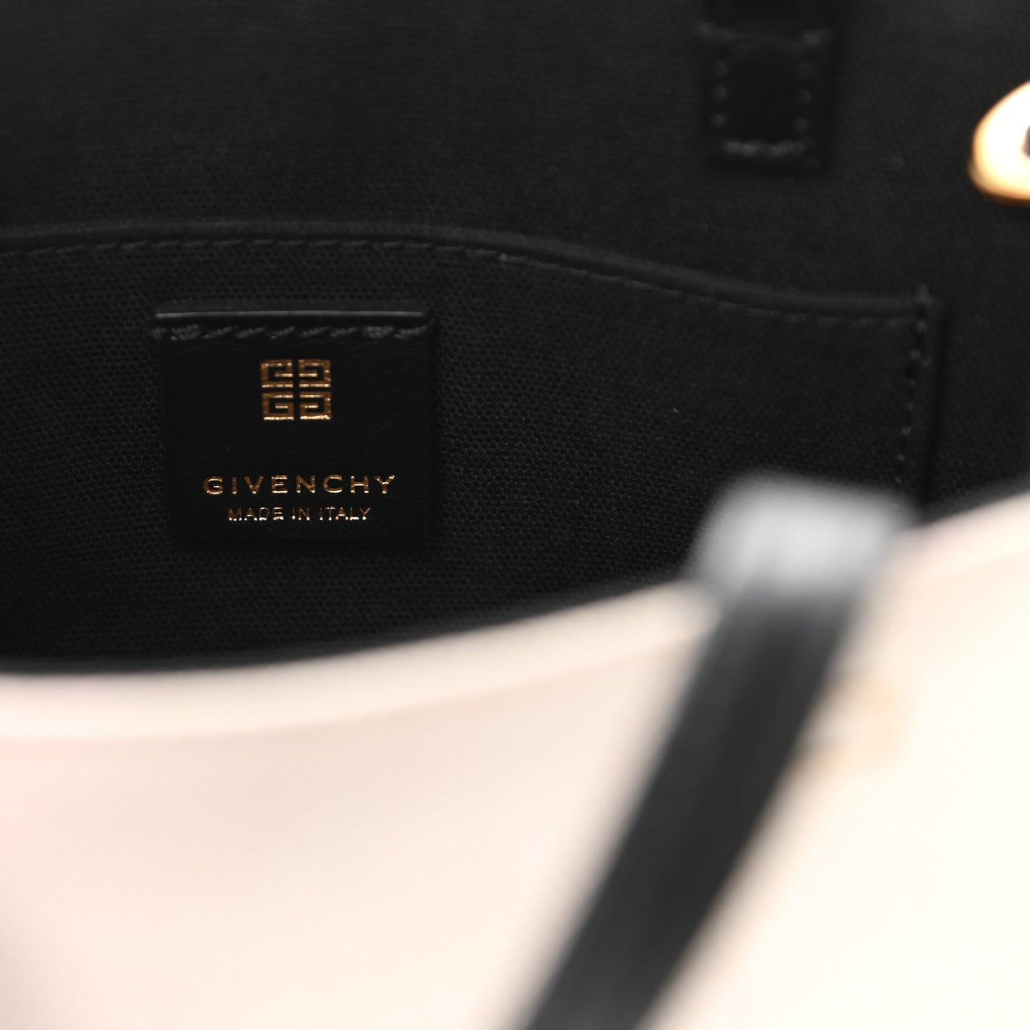 Canvas Mini Bond Shopper Tote Beige Black