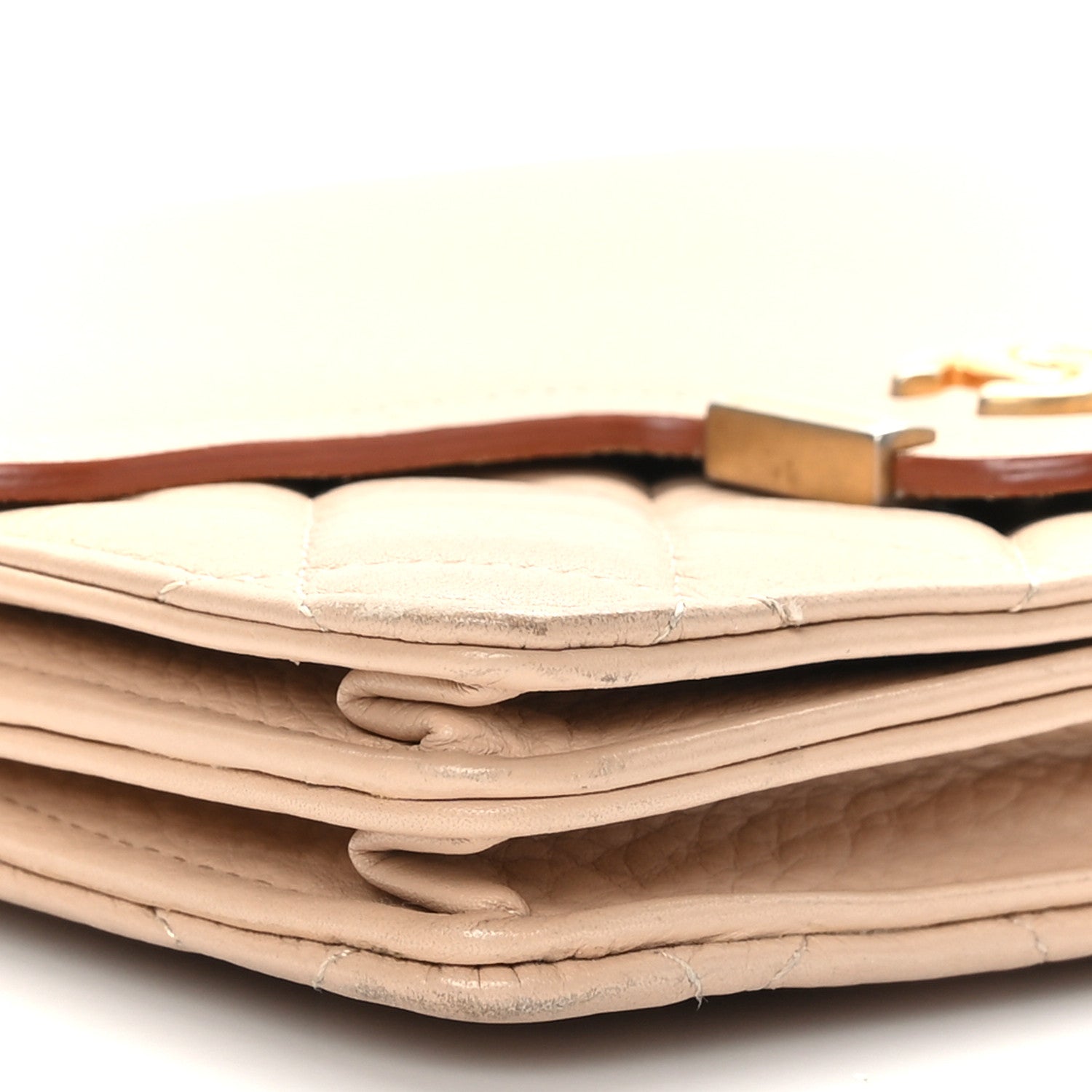 Chanel Calfskin Quilted Archi Chic Square Wallet On Chain WOC Beige 9 of 11