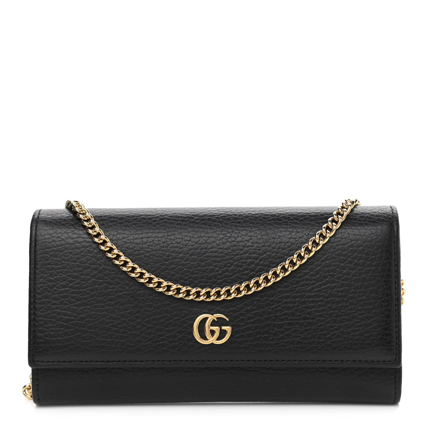 Calfskin Petite GG Marmont Wallet Chain Bag Black