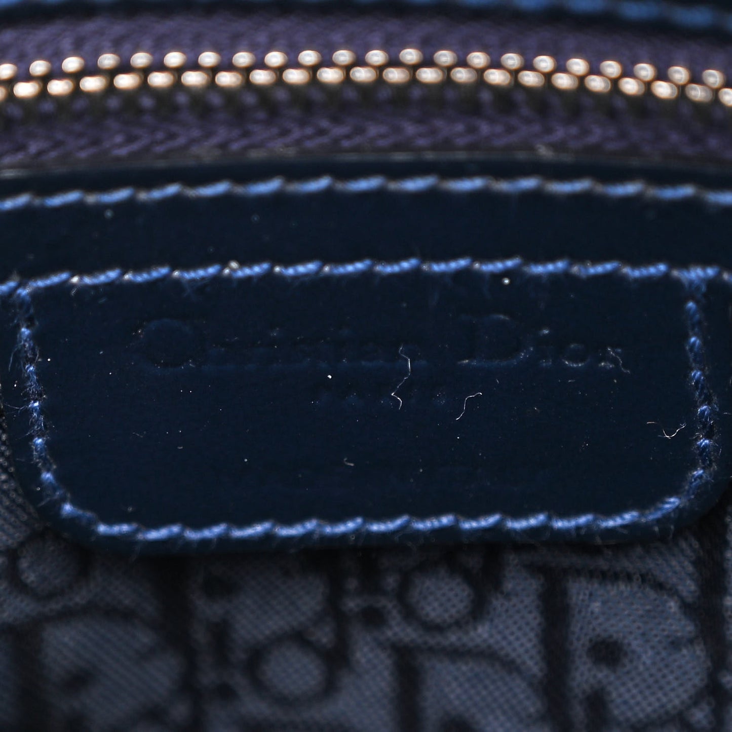 Patent Cannage Medium Lady Dior Navy Blue
