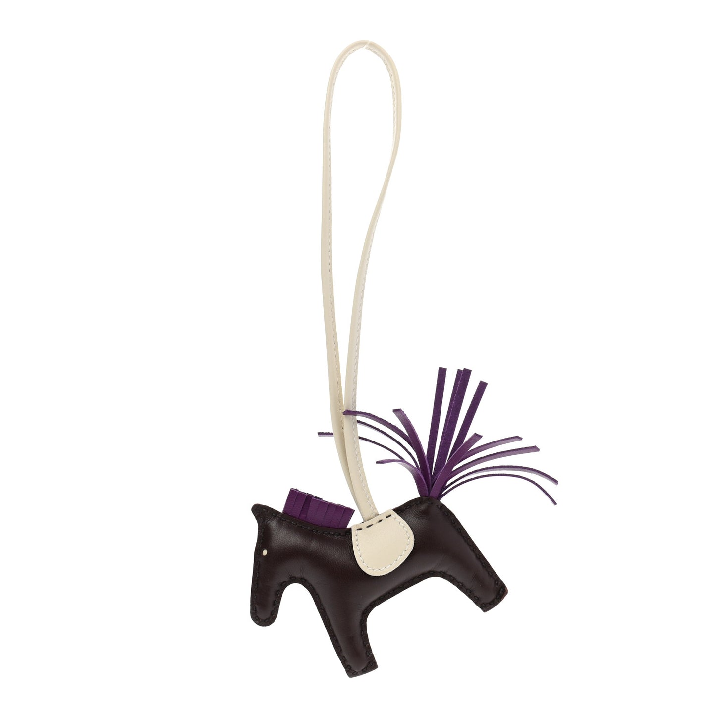Milo Lambskin Grigri Rodeo Horse Bag Charm PM Rouge Sellier Craie Violet