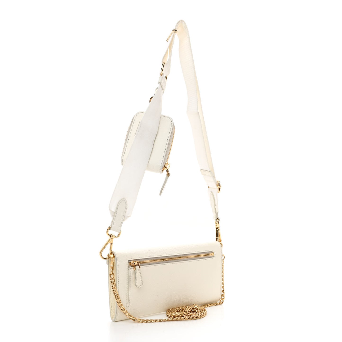 Saffiano City Calf Mini Envelope Bag White