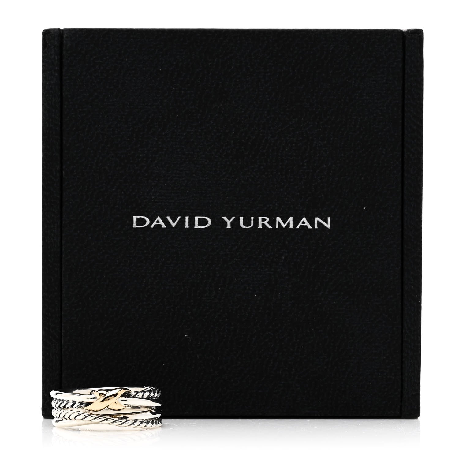 David Yurman Sterling Silver 18K Yellow Gold 6mm X Crossover Ring 49 5 6 of 6