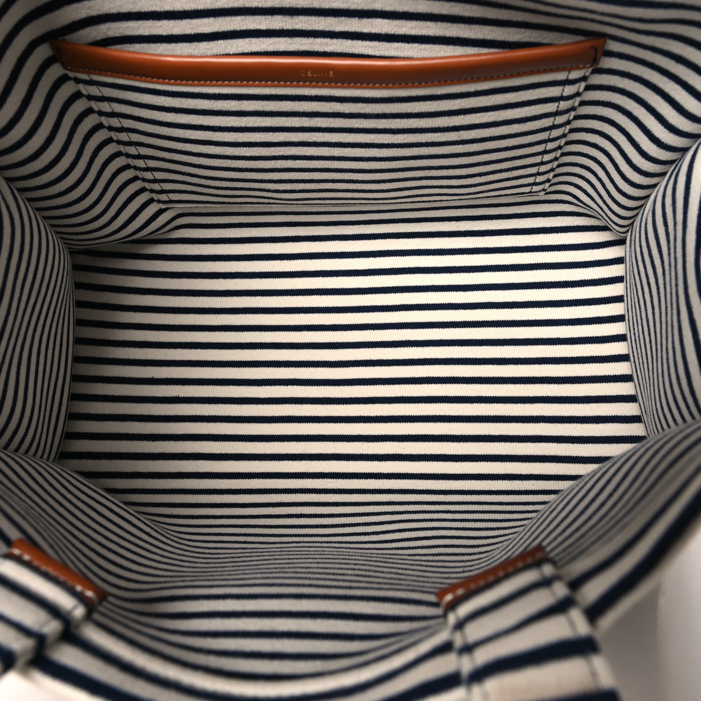 Canvas Calfskin Triomphe Large Cabas Navy Tan