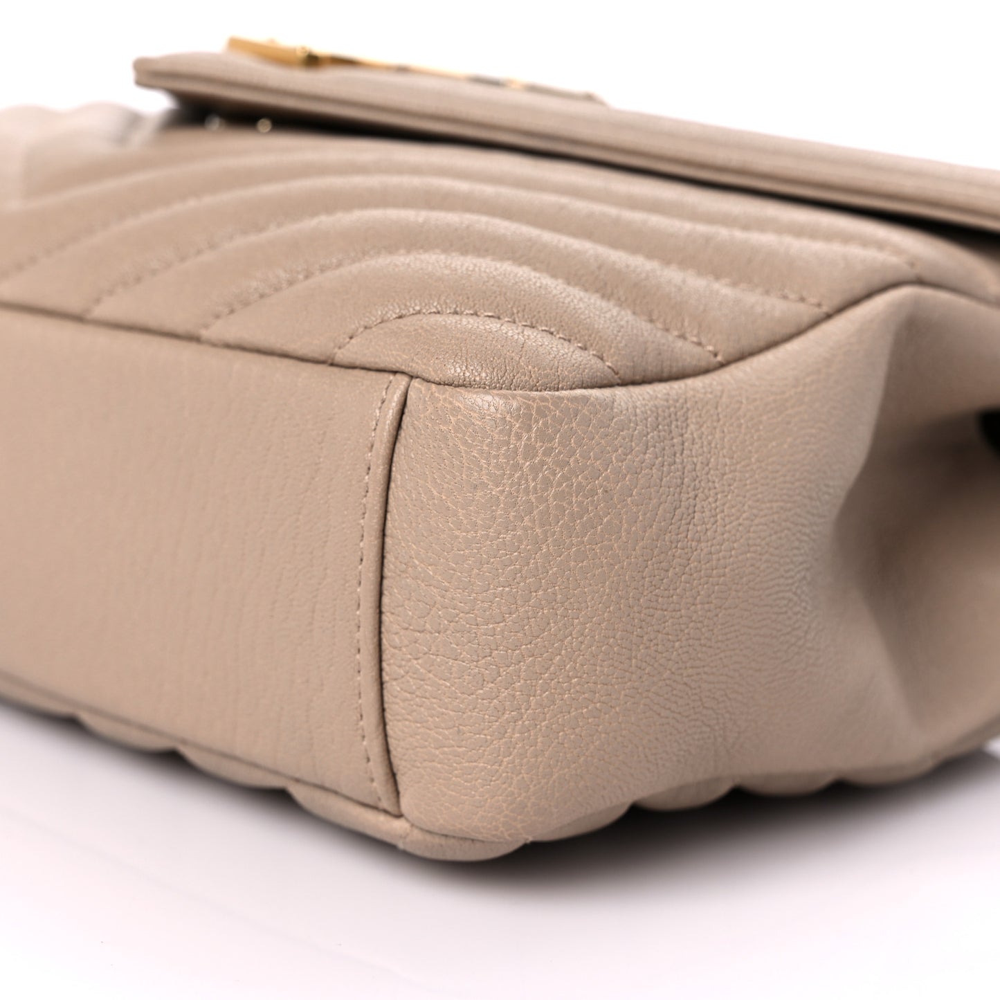Sheepskin Matelasse Chevron Monogram Medium College Bag Dark Beige