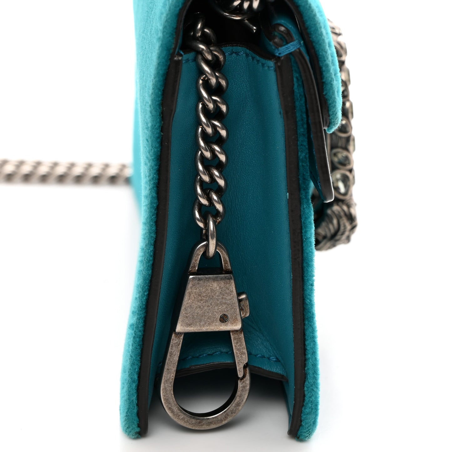 Velvet Super Mini Dionysus Shoulder Bag Pavone Cyan