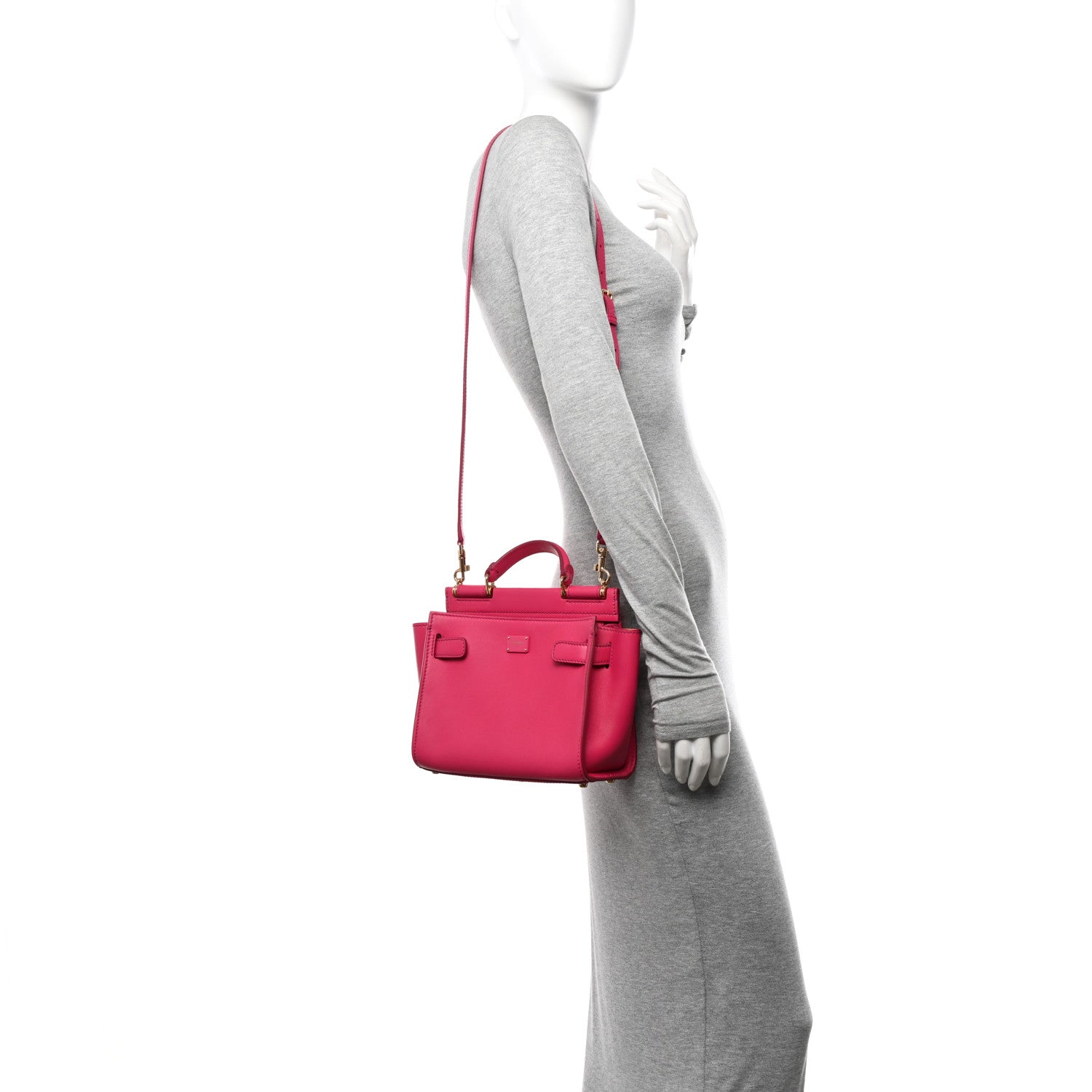Dolce & Gabbana Calfskin Small Sicily 62 Soft Bag Fuchsia Yellow 2 of 10