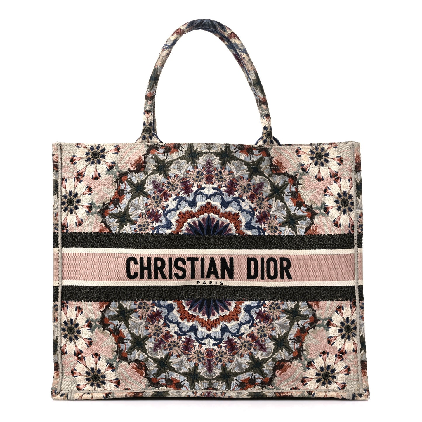 Canvas Embroidered Large KaleiDioroscopic Book Tote Multicolor