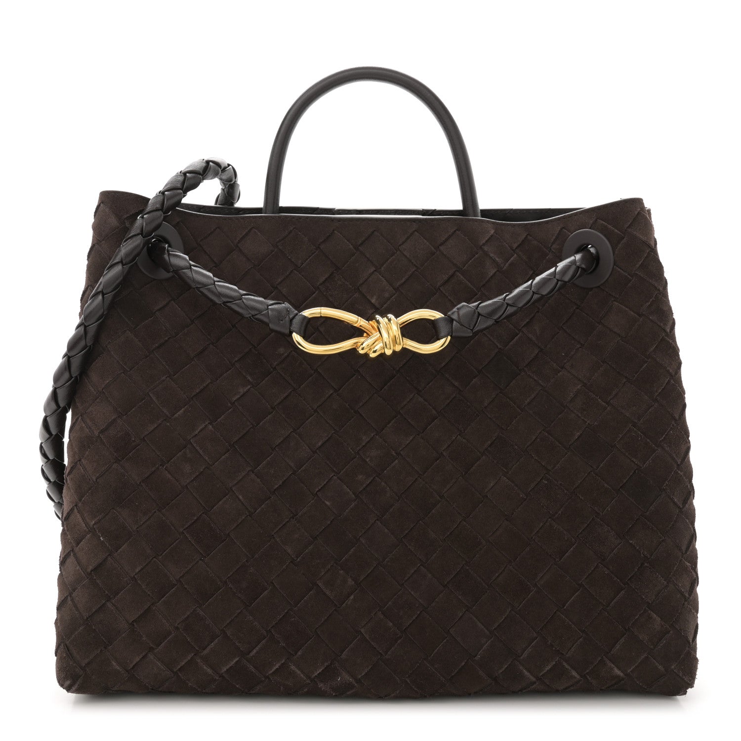 Bottega Veneta Suede Intrecciato Medium Andiamo Shoulder Bag