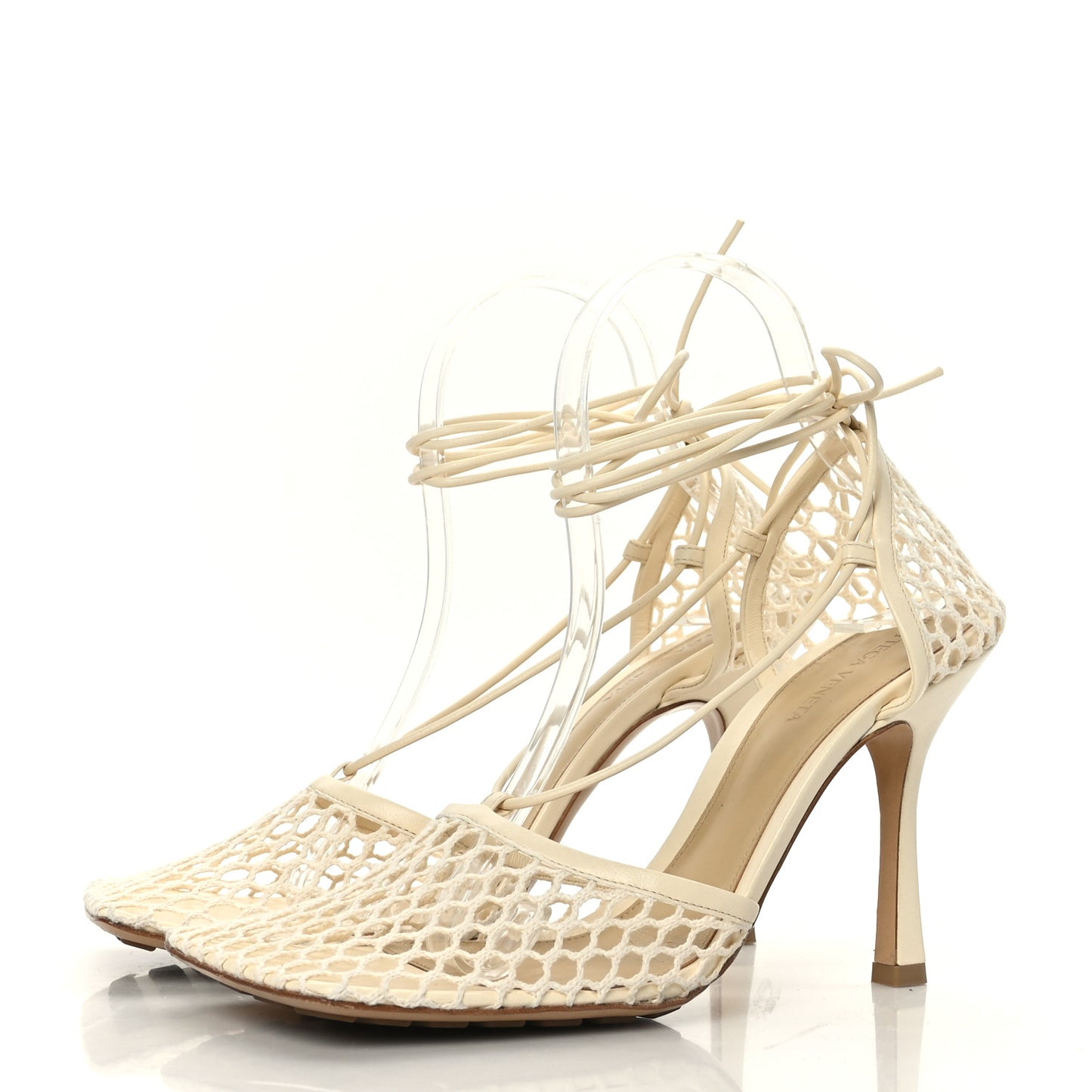 Mesh Nappa Stretch Ankle Tie Sandals 40 Toile