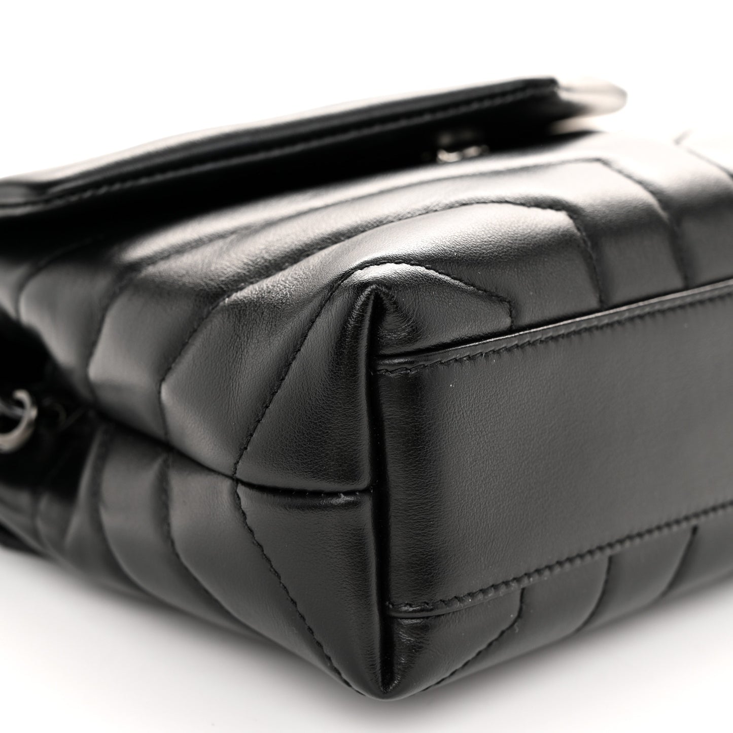 Calfskin Y Quilted Monogram Monochrome Toy Loulou Crossbody Bag Black