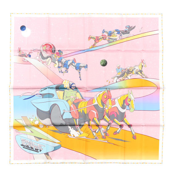 Silk Space Derby Scarf 90 Rose Pale Ciel Jaune