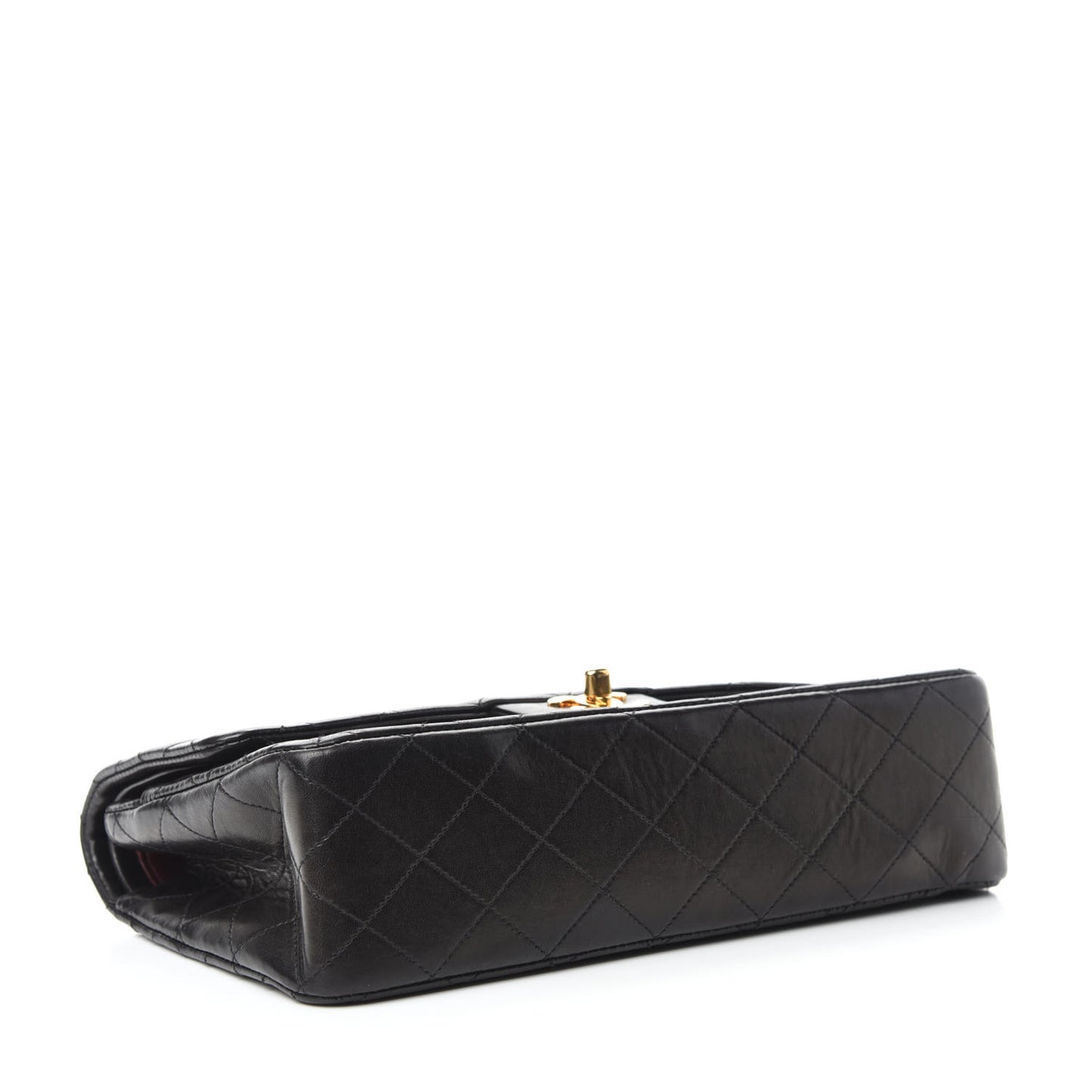 Lambskin Quilted Medium Double Flap Black