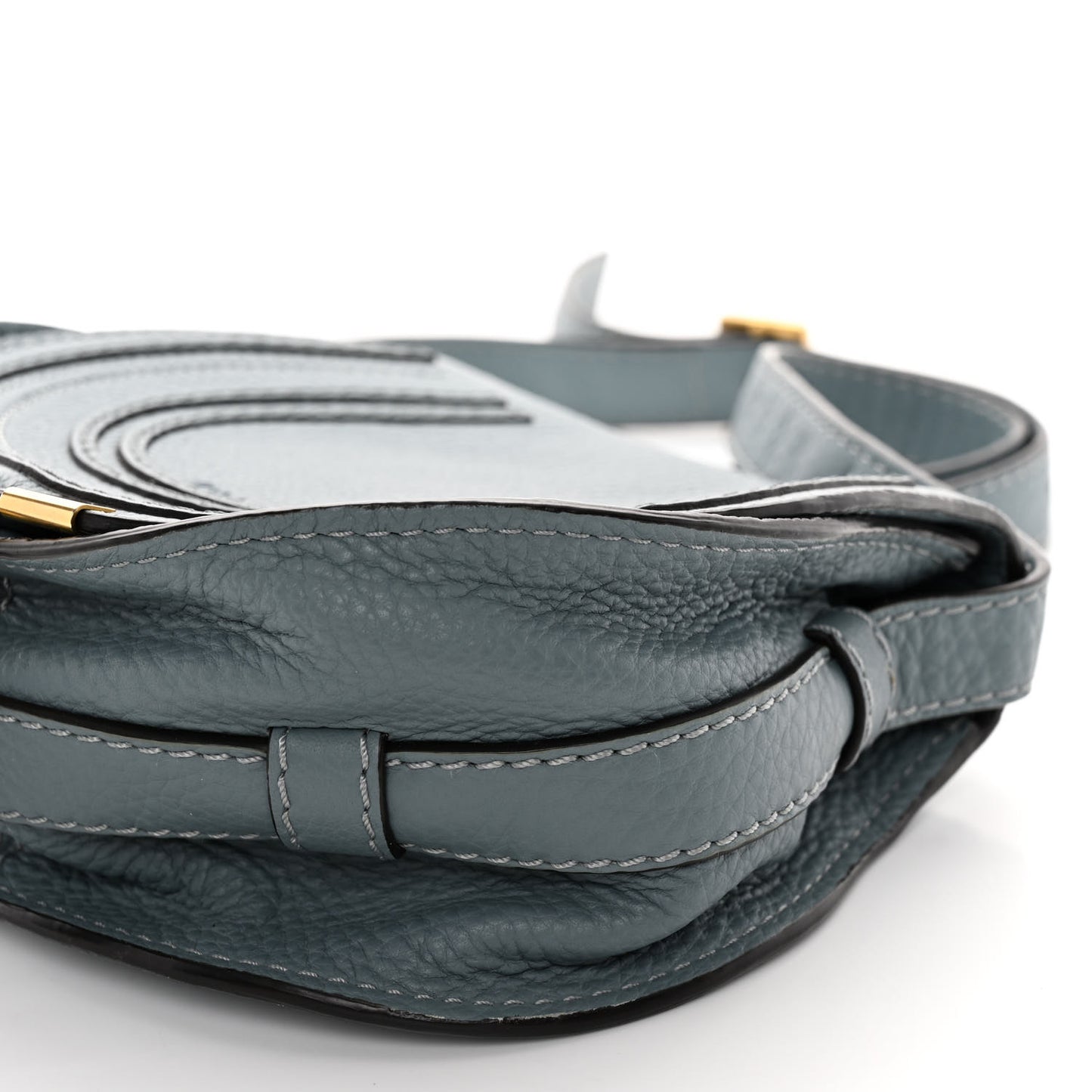 Calfskin Mini Marcie Round Crossbody Bag Rainy Blue